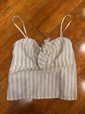 Brandy Melville Striped Blue and White Tie-Front Cami